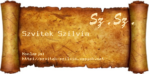 Szvitek Szilvia névjegykártya